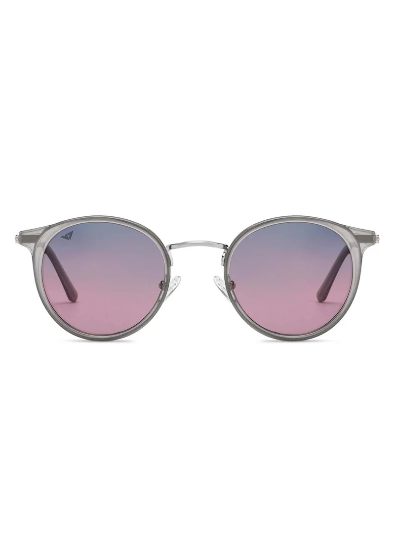 فينسينت تشيس Vincent Chase By Lenskart | Silver Dual Tone Gradient Full Rim Round | All Time Hits | Branded Latest and Stylish Sunglasses | Polarized and 100% UV Protection (UV 400) | Women | Small | VC S11164