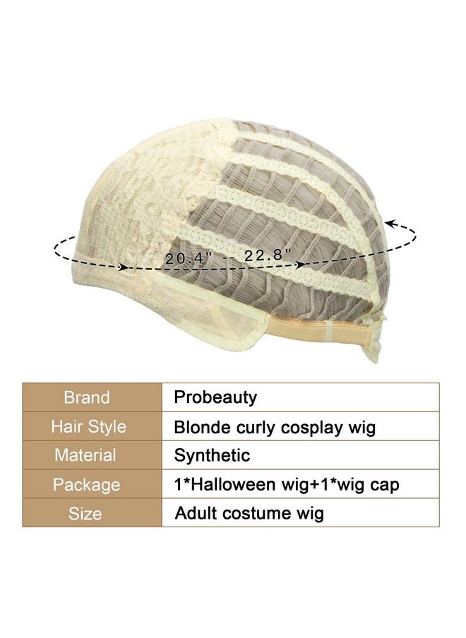 Probeauty Probeauty Long Blonde Braid Wig Women Halloween Costume Cosplay Wig Cap ( Curly Braid B)  - Image 3