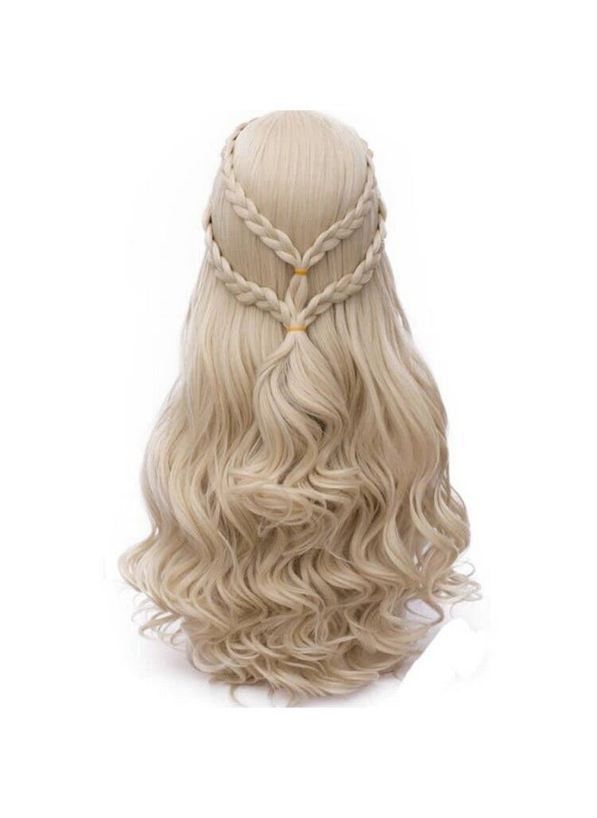 Probeauty Probeauty Long Blonde Braid Wig Women Halloween Costume Cosplay Wig Cap ( Curly Braid B)  - Image 1