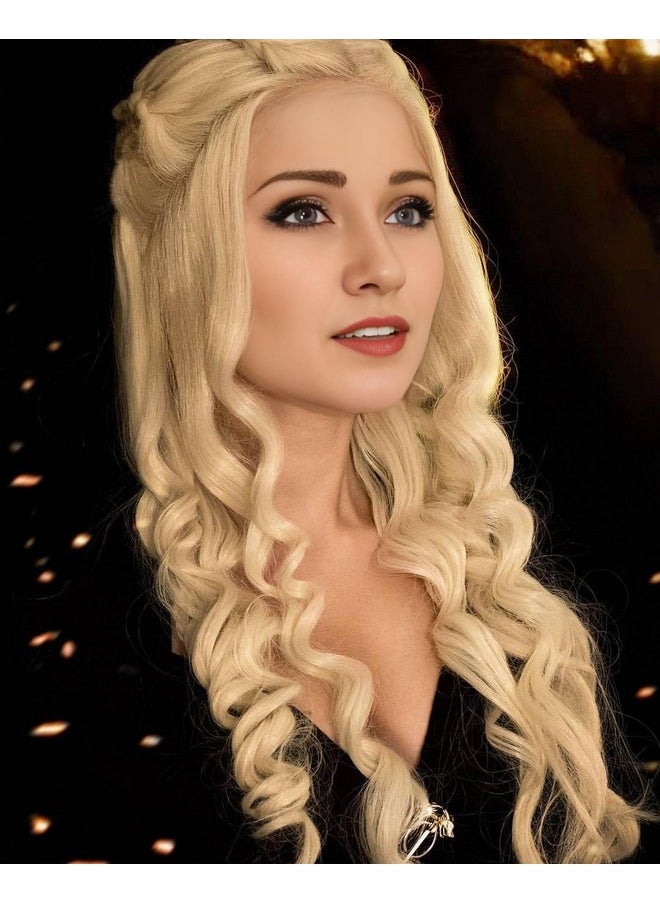 Probeauty Probeauty Long Blonde Braid Wig Women Halloween Costume Cosplay Wig Cap ( Curly Braid B)  - Image 2