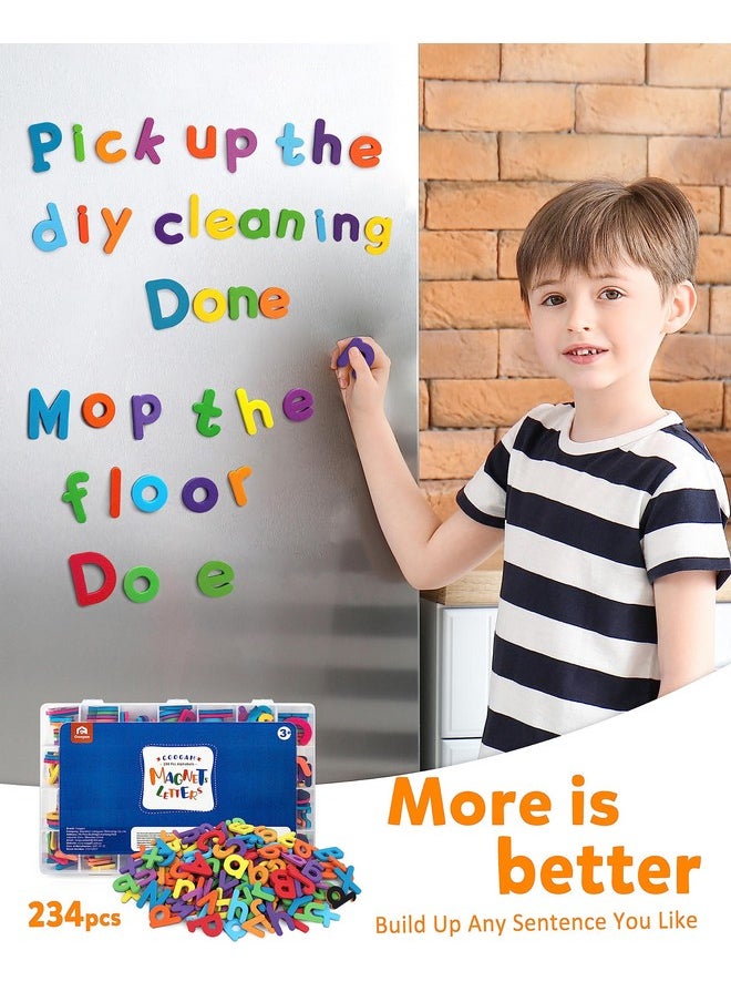 Coogam - Magnetic Letters 234 Pcs, Uppercase Lowercase Foam Alphabet Abc Fridge Magnets, Educational Toy Set For Classroom Kids Learning Spelling With Magnetic Board And Storage Box - Image 1