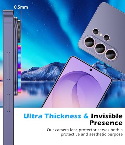 imluckies for Samsung Galaxy S26 Ultra Camera Lens Protector Bling, 9H Tempered Glass with Aluminum Aloy Edge, Ultra-HD Individual Lens Cover, Scratch Resistant & Case Friendly, Glitter Colorful - Image 5