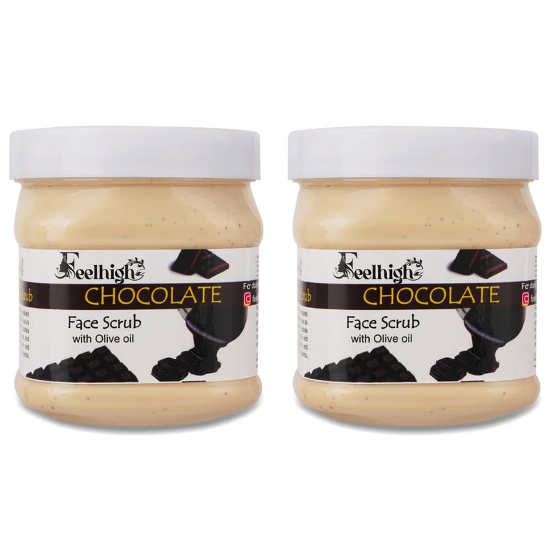 Feelhigh Chocolate Face Smoothing Scrub Enriched with Olive Oil 500ml Pack 2 Men And Women - Image 1