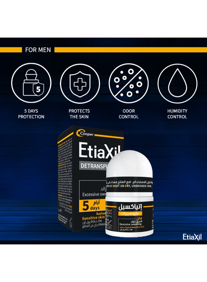 Etiaxil DETRANSPIRANT ANTIPERSPIRANT DEO MEN UNDERARMS 5 DAYS ROLL ON 15ML - Image 4