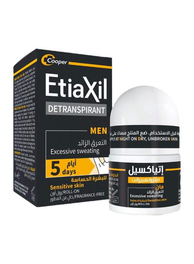 Etiaxil DETRANSPIRANT ANTIPERSPIRANT DEO MEN UNDERARMS 5 DAYS ROLL ON 15ML - Image 1