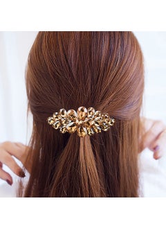 Aimimier Flower Crystal Hair Clip Sparkling Rhinestone Gem Barrettes Alligator Hair Clips Spring Clips Wedding Hair Accessories for Women Girls Yellow