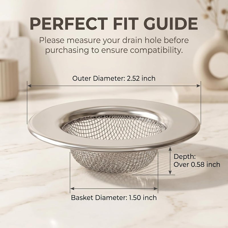 Seatery 1.50" Bathtub Strainers, Bathroom Sink Strainers, Shower Drain Hair Catcher, Drain Strainer for Laundry, Mop Pool, Utility, Slop, RV Sink, Stainless Steel, Pack-2 - Image 2