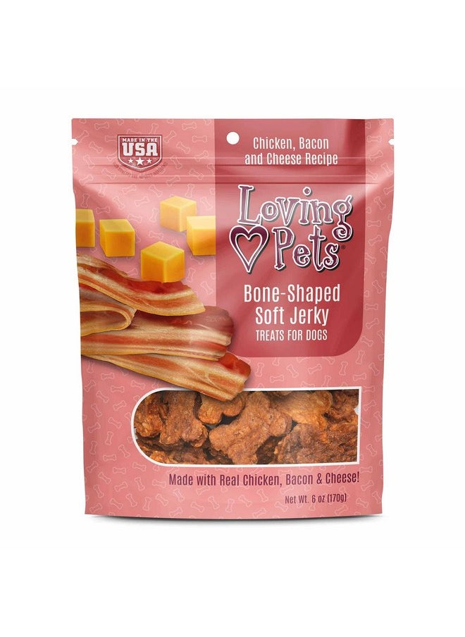 Loving Pets Loving Pets - Soft Chew Jerky (Bone-Shaped, Chicken, Bacon & Cheese Recipe) USA Made Dog Treats  - Image 1