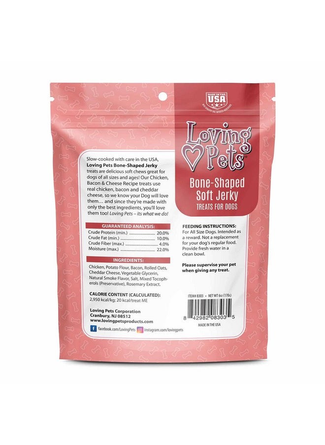 Loving Pets Loving Pets - Soft Chew Jerky (Bone-Shaped, Chicken, Bacon & Cheese Recipe) USA Made Dog Treats  - Image 2