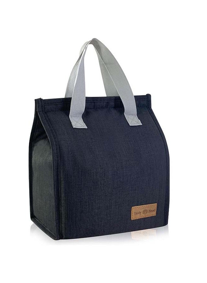 VIUAUAX Lunch Bag, Insulated Lunch Bag for Women Men Kids, Reusable Insulated Lunch Bag, Leakproof Simple Bento Lunch Tote, Lunch Bag Insulated,for Student, Men, Women, Outdoor, Office, Picnic (Black)    Insulated Lunch Bag - Large Capacity Polyester Handbag - Leakproof Cooler Bag - Reusable Lunch Box for Student, Men, Women, Outdoor, Office, Picnic  - Image 1
