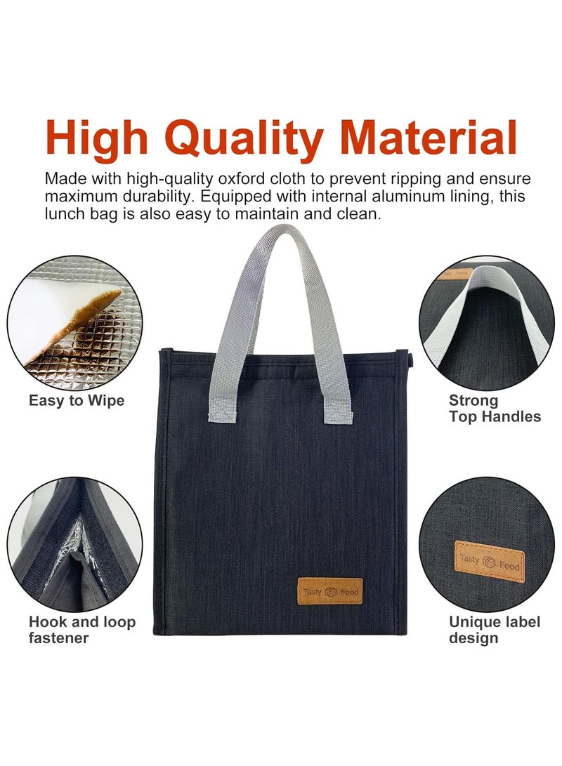 VIUAUAX Lunch Bag, Insulated Lunch Bag for Women Men Kids, Reusable Insulated Lunch Bag, Leakproof Simple Bento Lunch Tote, Lunch Bag Insulated,for Student, Men, Women, Outdoor, Office, Picnic (Black)    Insulated Lunch Bag - Large Capacity Polyester Handbag - Leakproof Cooler Bag - Reusable Lunch Box for Student, Men, Women, Outdoor, Office, Picnic  - Image 3