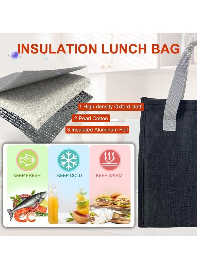 VIUAUAX Lunch Bag, Insulated Lunch Bag for Women Men Kids, Reusable Insulated Lunch Bag, Leakproof Simple Bento Lunch Tote, Lunch Bag Insulated,for Student, Men, Women, Outdoor, Office, Picnic (Black)    Insulated Lunch Bag - Large Capacity Polyester Handbag - Leakproof Cooler Bag - Reusable Lunch Box for Student, Men, Women, Outdoor, Office, Picnic  - Image 4