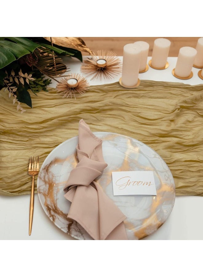 Cheesecloth Gauze Table Runner, Sand Gauze Cheesecloth Tablecloth, Rustic Boho Fabric Long Table Runner, for Wedding Reception Bridal Baby Shower Holiday Party Table Decorations, 90x300cm - Image 2