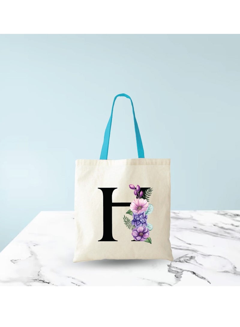PRINTSHOP4ME Initial Letters Canvas Cotton Tote Bag With Blue Handle-Ideal Gifts For Bridesmaids-Party Bag-Reusable Bags - Image 5
