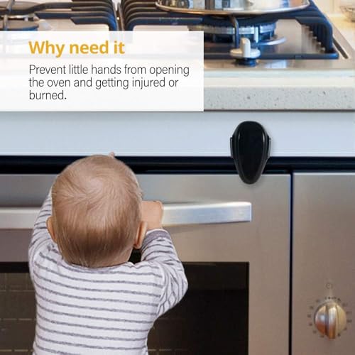 KPNG Childproof Oven Door Lock, Oven Locks for Cabinets, Fridge & Freezers Toddlers Oven Front Lock Use Durable and Heat-Resistant 3M Tapes No Tools Need or Drill (Black/Pack of-1) - Image 4