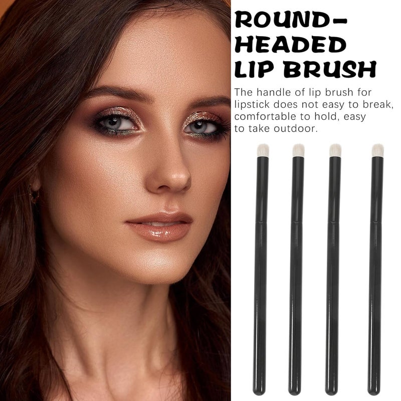 ABOOFAN 4pcs Medium round Head Lip Brushes Set Animal Hair Lipstick Applicator Wands for Women Makeup Portable Lip Gloss Applicator Tools for Precise and Concealer Blending - Image 3