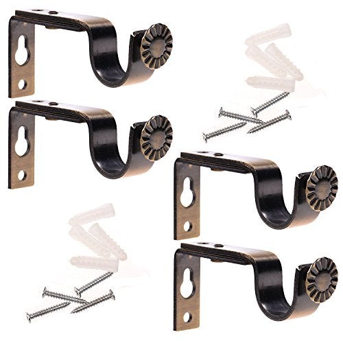 alikeke Adjustable Curtain Rod Wall Bracket, Set of 4, Bronze Color, Premium Steel Drapery Rod Bracket for Walls, Curtain Rod Holder - Image 1