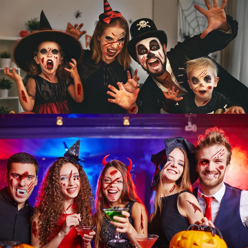 jollylife 173 قطعة ملصقات آثار أقدام دموية للهالوين بالإضافة إلى وشم - لافتة مرحاض زومبي بيد ملصقات زينة الحفلات - Image 3