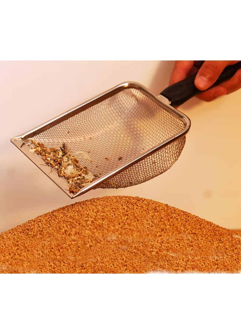 Cat Litter Scoop Stainless Steel Mesh Long Handle Deep Shovel Non-Stick Coated - Image 4
