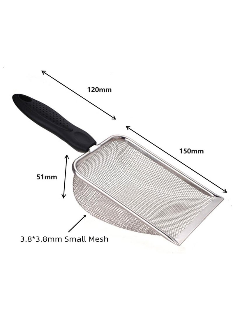Cat Litter Scoop Stainless Steel Mesh Long Handle Deep Shovel Non-Stick Coated - Image 2