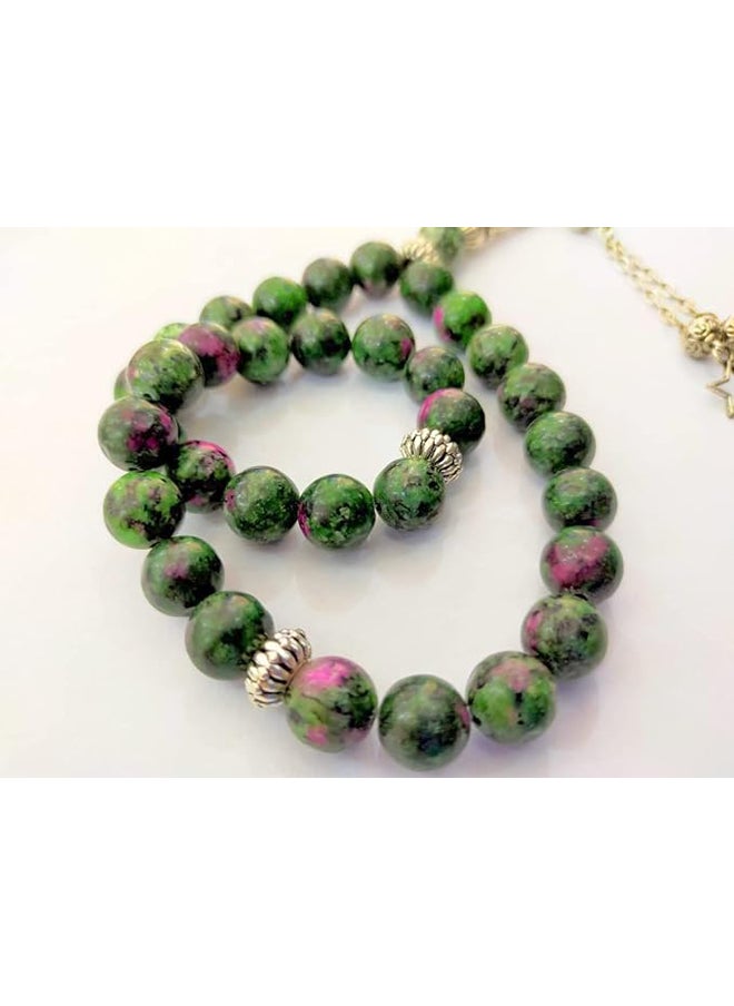 Generic Elegant Handmade Natural - Ruby Zosite 33 Beads Rosary  - Image 2