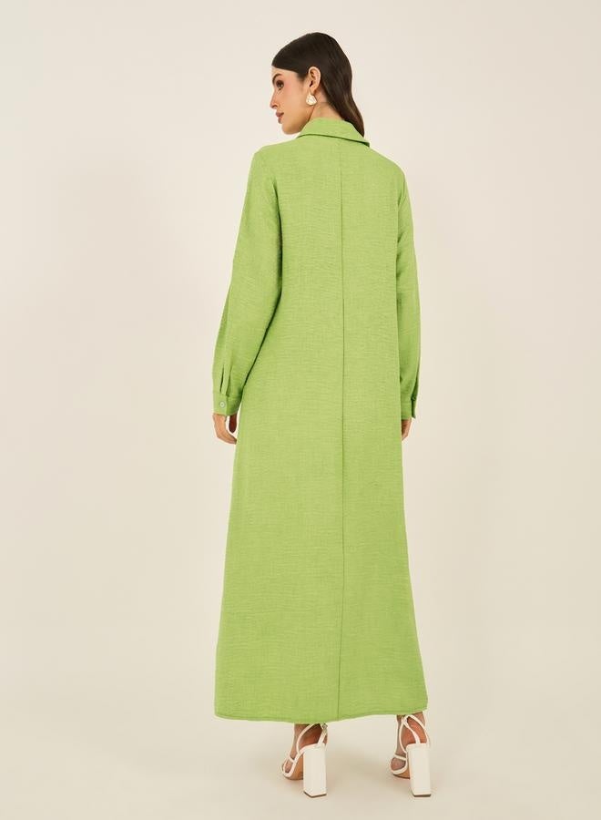 Styli Textured Collared Shirt Maxi Dress - Image 5