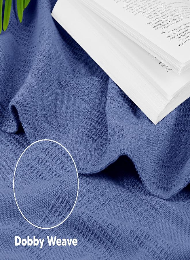 Utopia Bedding 100% Cotton Blanket (Queen Size - 90x90 Inches) 350GSM Lightweight Thermal Blanket, Soft Breathable Blanket for All Seasons (Wedgewood) - Image 2