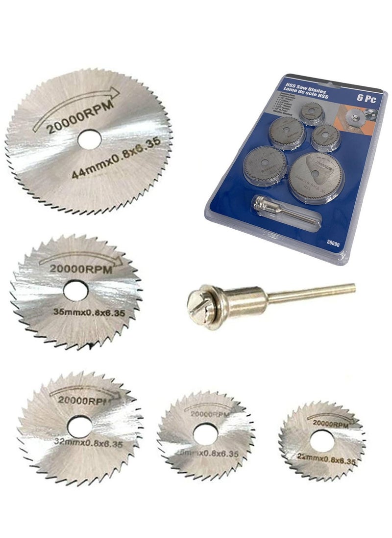 BONAI - 6Pcs HSS Rotary Blades Cutting Discs with Mandrel Cut-Off Circular Saw for Dremel Rotary Tool Electric Grinding Accessories - Image 1