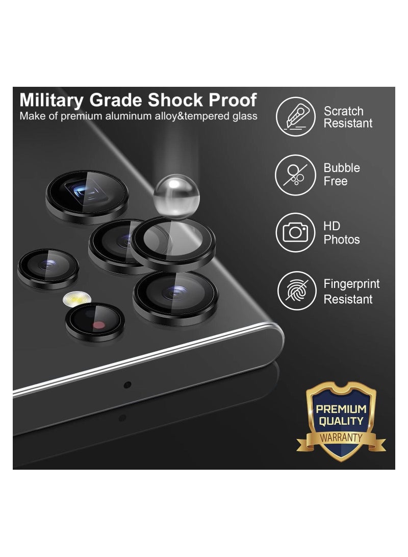 حامي عدسة الكاميرا متوافق مع سامسونج جالكسي S22 ألترا (2022)، زجاج مقسى فائق النحافة مقاوم للخدش مع حافة من الألمنيوم - Image 2
