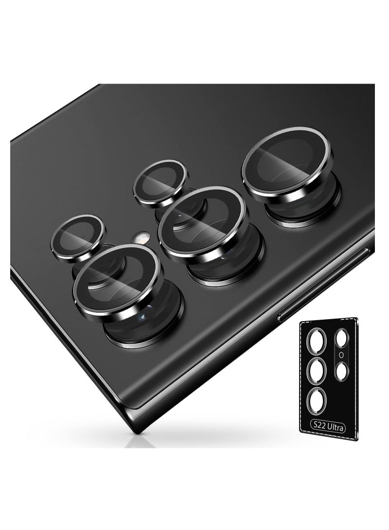 حامي عدسة الكاميرا متوافق مع سامسونج جالكسي S22 ألترا (2022)، زجاج مقسى فائق النحافة مقاوم للخدش مع حافة من الألمنيوم - Image 1