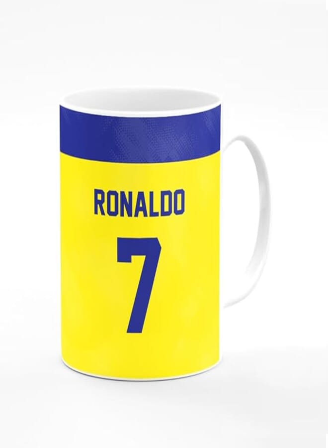 Stylizedd Designer Printed Coffee Mug with Heavy Duty Handle 11oz Ceramic Personalised Gift Mugs Cup [Microwave Safe & Dishwasher Proof ] - Football Ronaldo Jersey no 7 Design B