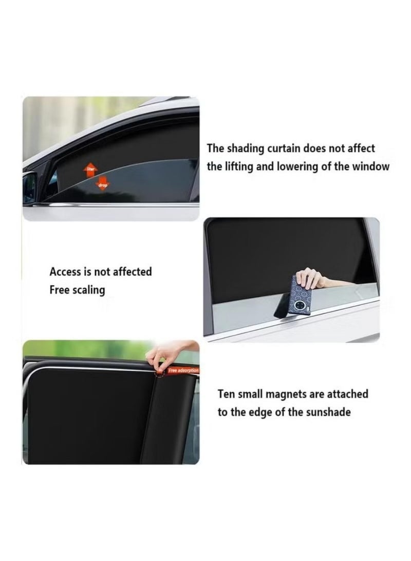 Foldable Magnetic Car Side Window Sunshade Privacy Curtain Set Four Pieces UV Protection - Image 3