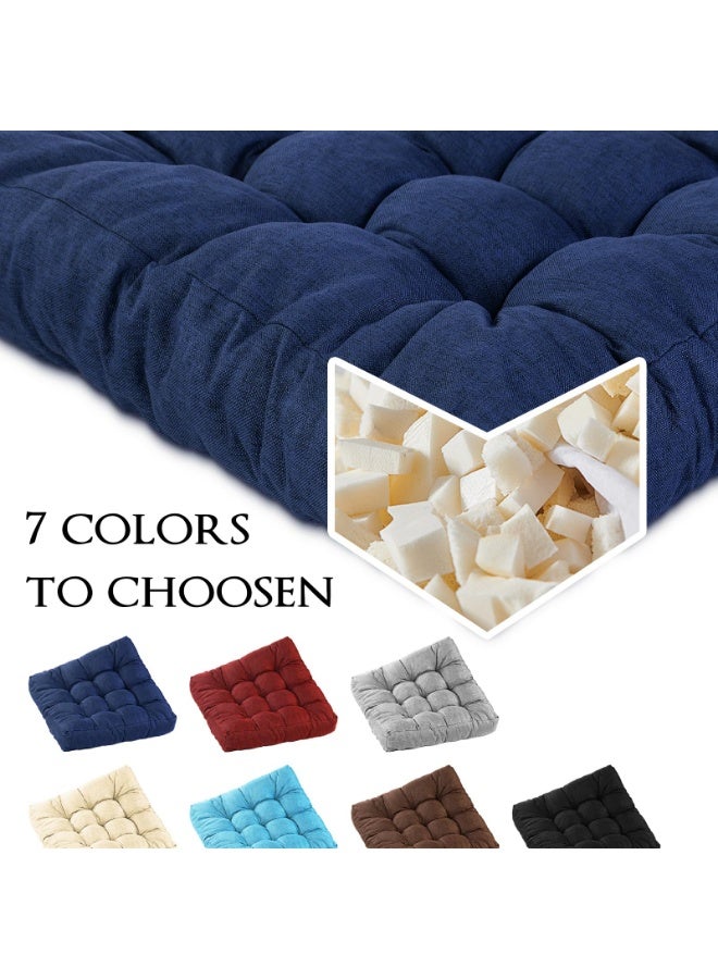 وانغبانغزي وسائد التأمل للأرضية، وسادة أرضية مبطنة للبالغين، وسائد مربعة كبيرة كوسائد مقعد للتاتامي وغرفة المعيشة واليوجا، مع إضافة كتلة إسفنج الذاكرة، مقاس 40x40x10 سم، اللون الأزرق الداكن - Image 3