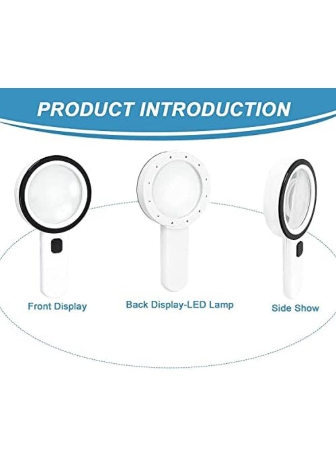 LED Magnifying Glass with 12 Ultra-Bright Lights, 3X Double Glass Lens, Ideal for Reading, Inspection, and Close Work - Image 2