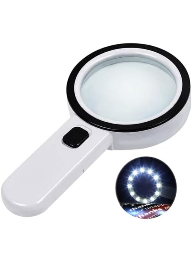 LED Magnifying Glass with 12 Ultra-Bright Lights, 3X Double Glass Lens, Ideal for Reading, Inspection, and Close Work - Image 1