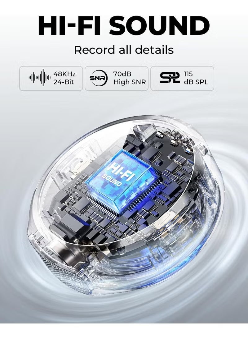 Hollyland ميكروفون M2 اللاسلكي للهواتف الذكية والكاميرات | صوت Hi-Fi بتردد 48KHz وعمق 24Bit، نطاق ثابت 1000 قدم، إلغاء الضوضاء، بطارية 40 ساعة | ميكروفون صغير قابل للتثبيت للتدوين، التسجيل عبر الإنترنت، البث وإنشاء المحتوى - Image 5