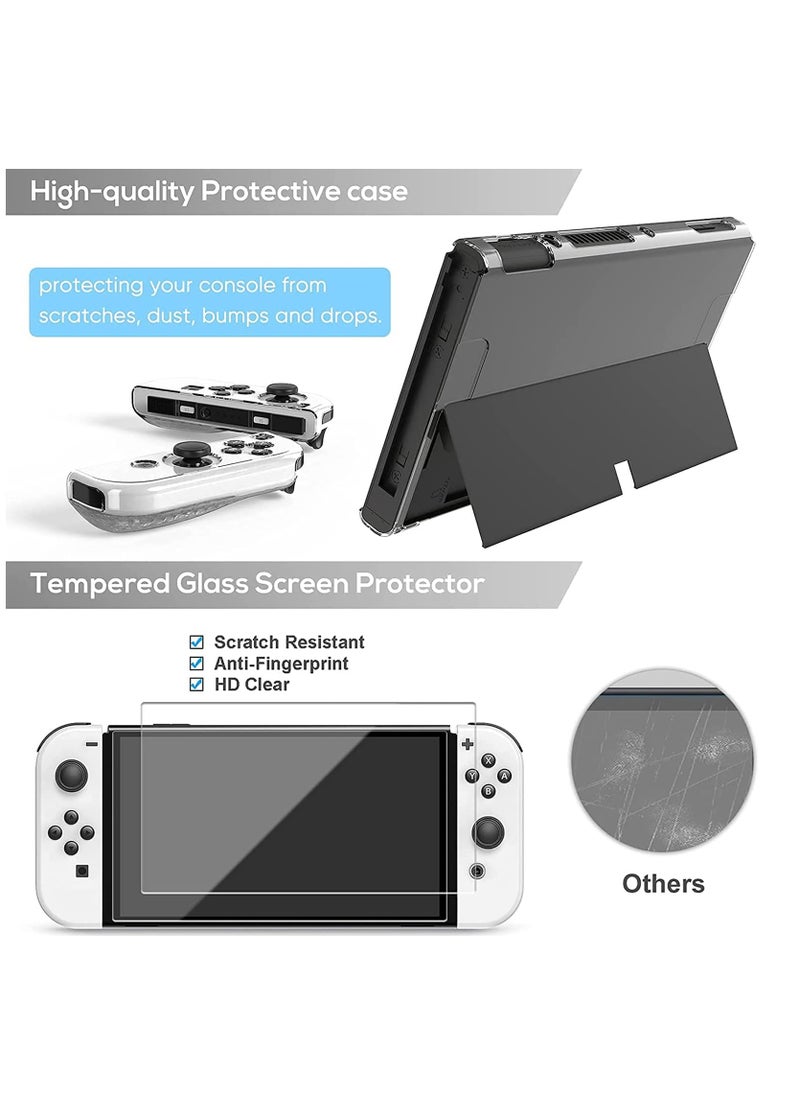 إف إتش - حقيبة حمل لجهاز Nintendo Switch OLED، ملحقات حقيبة حمل للسفر لجهاز Switch OLED، تتضمن واقي الشاشة، حافظة الغطاء الواقي، كابل البيانات، أغطية قبضة الإبهام، القلم، صندوق تخزين الألعاب - Image 1