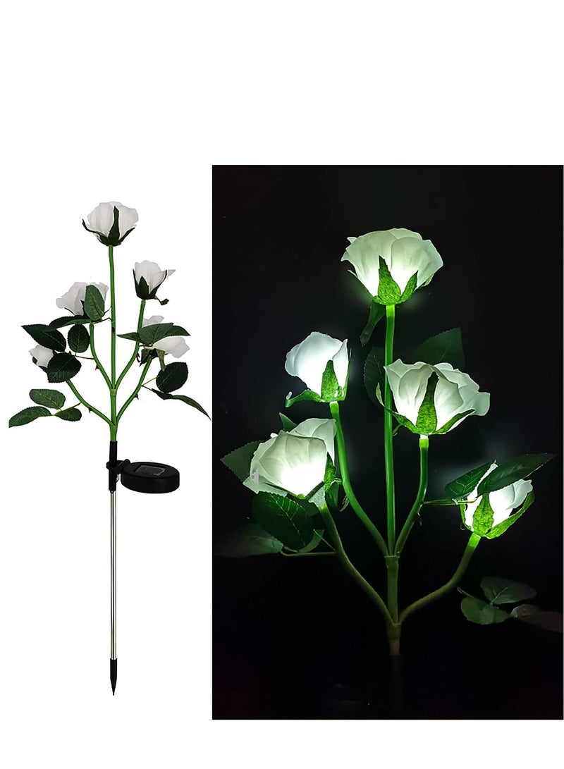Solar Rose Light, 5 Heads Waterproof Solar Powered Flower Lights, Rose Light for Garden Patio and more - Image 3