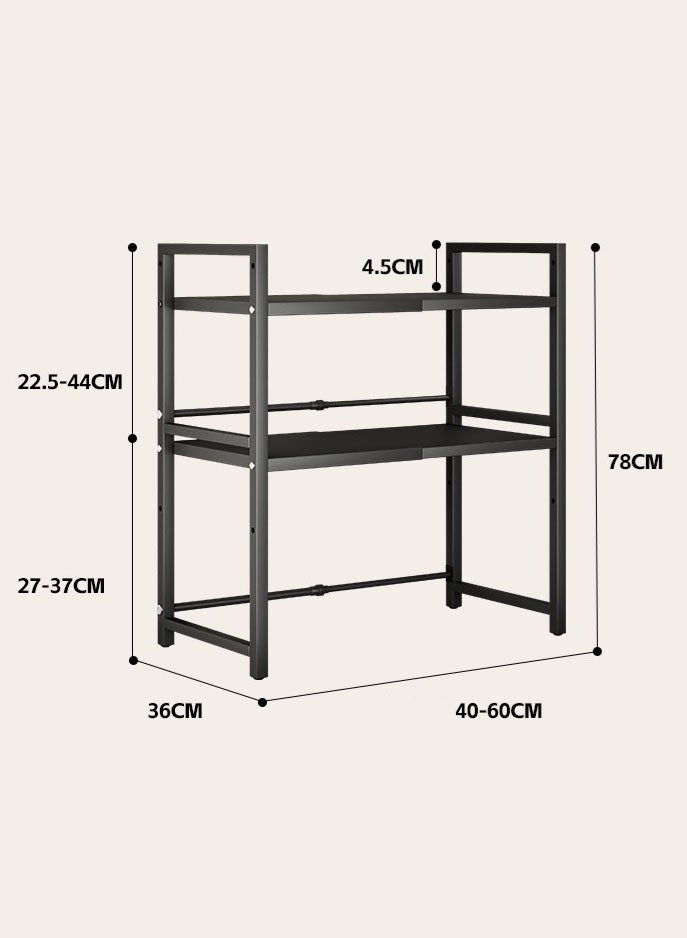Monda 3 Tier Storage Shelves Extendable Microwave Oven Rack Adjustable Height, Super Strong Load-Bearing Capacity Storage Rack Stand for Living Room and Kitchen Microwave Toaster Shelf - Image 4