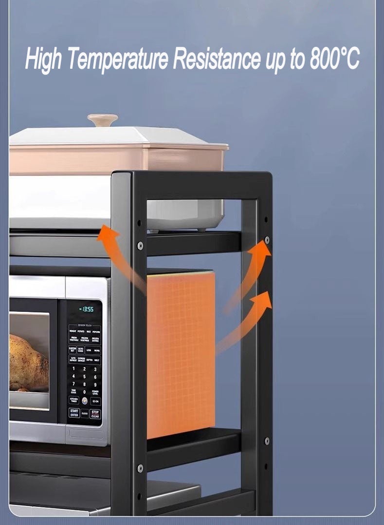 Monda 3 Tier Storage Shelves Extendable Microwave Oven Rack Adjustable Height, Super Strong Load-Bearing Capacity Storage Rack Stand for Living Room and Kitchen Microwave Toaster Shelf - Image 2