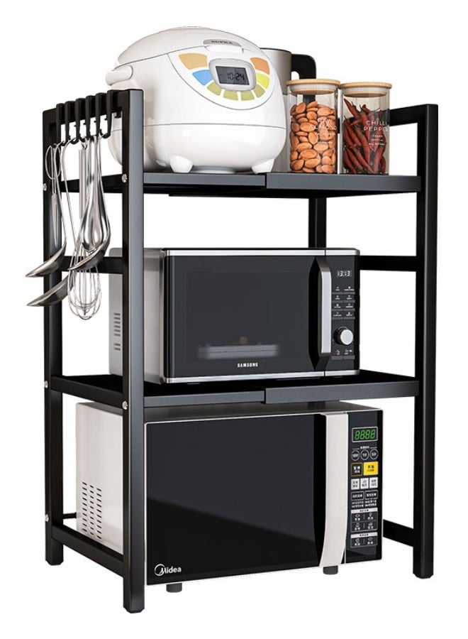 Monda 3 Tier Storage Shelves Extendable Microwave Oven Rack Adjustable Height, Super Strong Load-Bearing Capacity Storage Rack Stand for Living Room and Kitchen Microwave Toaster Shelf - Image 1