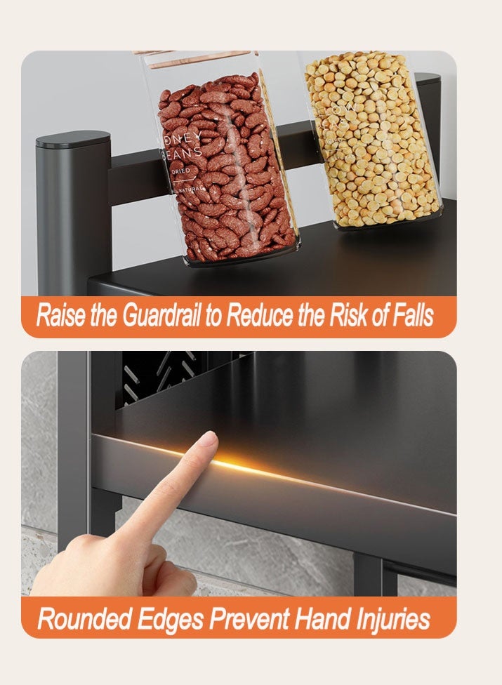 Monda 3 Tier Storage Shelves Extendable Microwave Oven Rack Adjustable Height, Super Strong Load-Bearing Capacity Storage Rack Stand for Living Room and Kitchen Microwave Toaster Shelf - Image 3