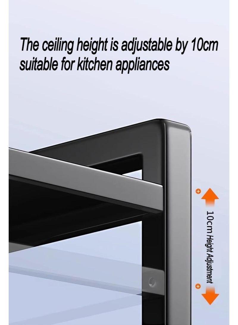 Monda 3 Tier Storage Shelves Extendable Microwave Oven Rack Adjustable Height, Super Strong Load-Bearing Capacity Storage Rack Stand for Living Room and Kitchen Microwave Toaster Shelf - Image 5