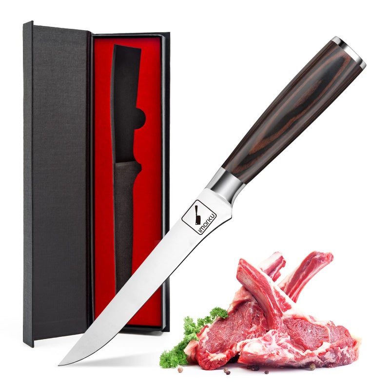 imarku Boning Knife German High Carbon Stainless Steel Professional Grade Boning Fillet Knife 6Inch Deboning Knife Pakkawood Handle for Meat and Poultry Gifts for Men and Women