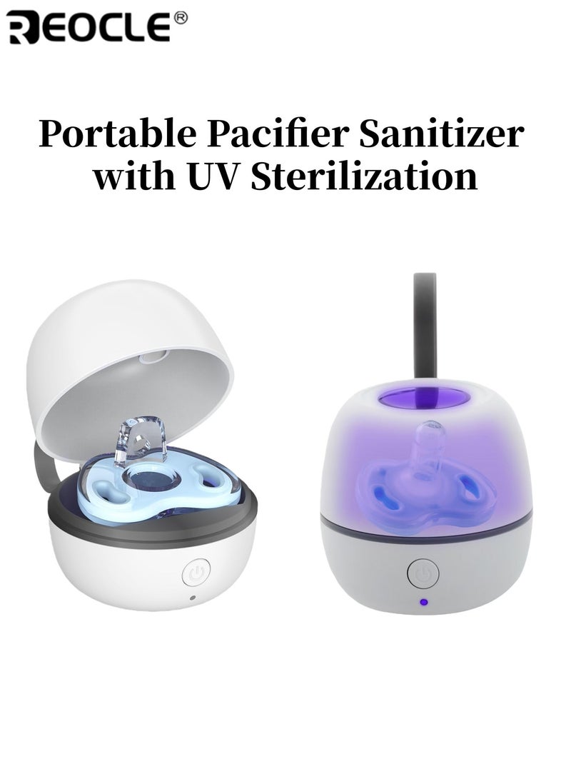 REOCLE Portable Pacifier Sanitizer with UV Sterilization On The Go Pacifier Storage Case Travel Friendly Mini Pacifier Holder Keeps Baby Binkies Clean and Hygienic for Newborns Infants and Toddlers - Image 1