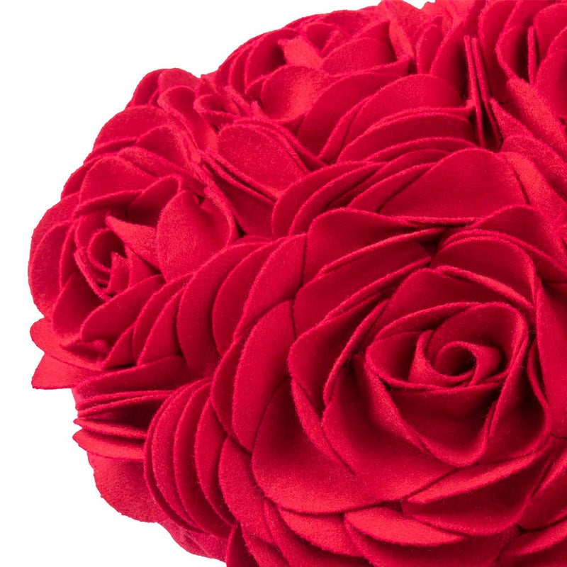 JWH 3D Flower Throw Pillow Covers Decorative Aesthetic Floral Accent Pillow Cases Heart Shaped Cushion Love Decor for Couch Living Room Bed Chair 14 x 16 Inches Red - Image 3