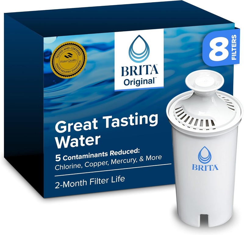 BRITA Standard Water Filter for Pitchers and Dispensers, BPA-Free, Reduces Copper, Cadmium and Mercury Impurities, Lasts Two Months or 40 Gallons, Includes 2 Filters, White Salt mist resistant - Image 1