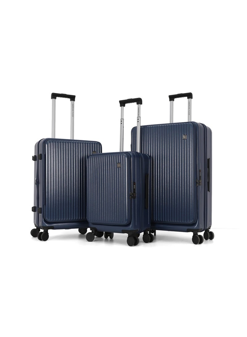 AMERICAN FLYER مجموعة حقائب صلبة من 3 قطع من AMERICAN FLYER مع عجلات دوارة، قفل TSA - عربة حقيبة للسفر - Image 1