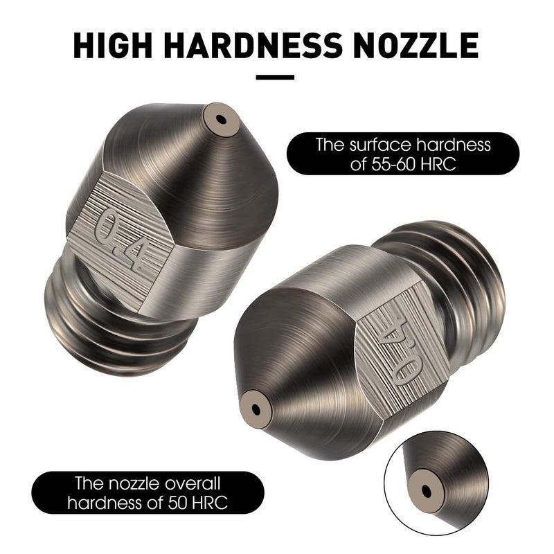 Mudder Hardened Steel Nozzle 0.4 Mm/ 1.75 mm 3D Printer Mk8 Nozzles High Temperature Wear Resistant Compatible with Ender 3/ Ender3 Pro, Prusa I3, Makerbot Creality Cr-10 All Metal Hotend - Image 3