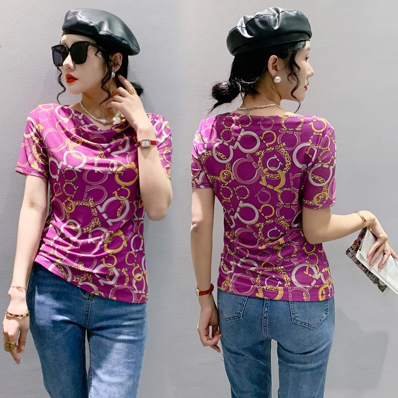 European Printed Mesh T-Shirt For Summer 2023 Women'S Short-Sleeved All-Match Fashion Top For Hair - Image 5